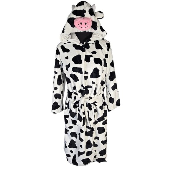 Other - NWT | Cow Print Hooded Plush Fleece Robe Costume Belted | Kids 12-13